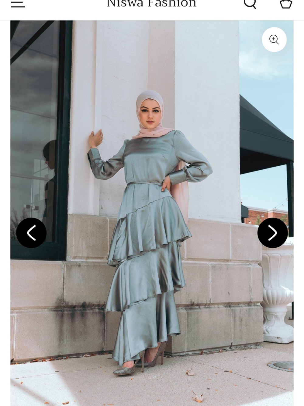 Satin Sage Green Ruffle-Tier Maxi Dress